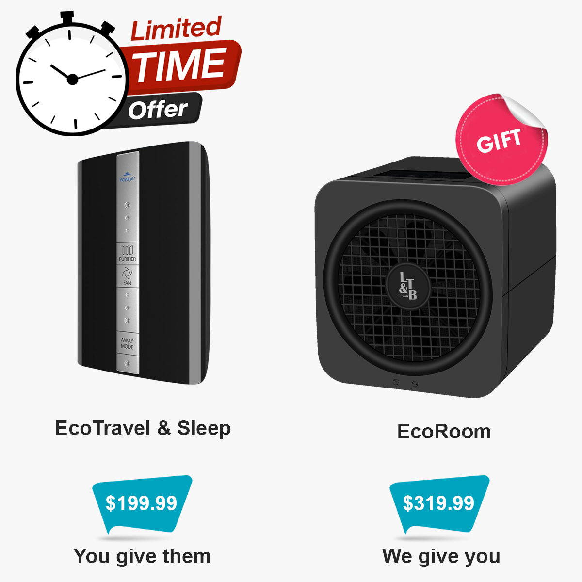 Purchase EcoTravel & Sleep for $199.99 as  a gift for a friend and receive  EcoRoom for $319.99 as our gift to you